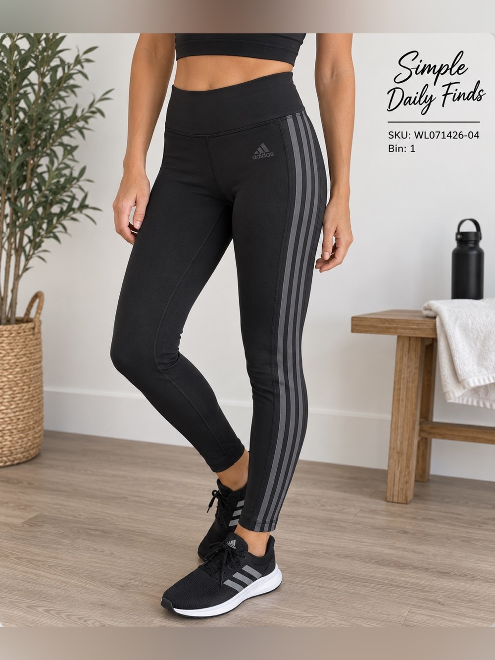 Adidas Women’s Small Climalite 3 Stripe Leggings Black Training Gym